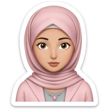 i got that soft glam myskin’s smooth and glowing, brows are clean and defined, and my lashes? Long and snatched. im rocking a brown hijab laid so neatly, with a cute gloss or tint,. i’ve got a layered necklace on, a simple gray top, and a light pink cardigan sticker