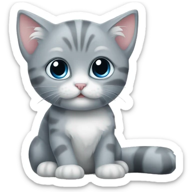 blue eyes grey kitten and books  sticker