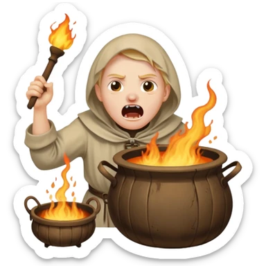 Medieval servant being boiled alive sticker
