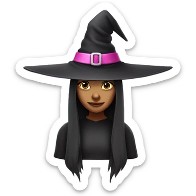 Witch wearing pink witch's hat sticker