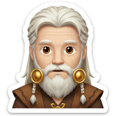 Pan, God of the Wild from Gods and Goddesses with long white hair and beard, brown outfit sticker