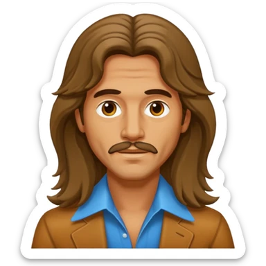 70s 80s men with long hair style  sticker