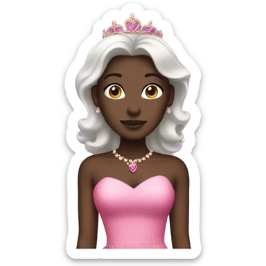 Dark skin princess with pink dress sticker