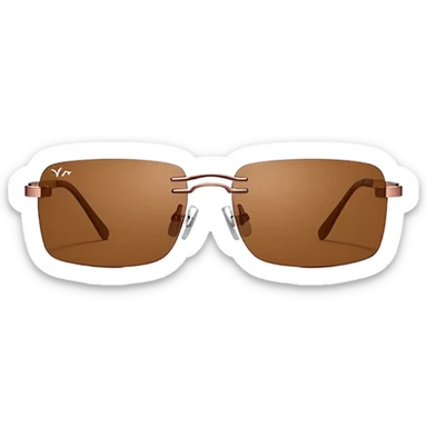 tiny Y2K brown rimless sunglasses, narrow rectangular lenses sticker