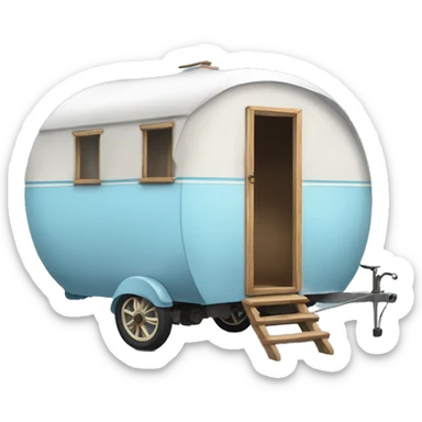 Realistic light blue vintage round gypsy caravan wagon camper sticker