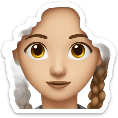 graphic designer woman brown hair with beauty mark id the middle of the nose sticker