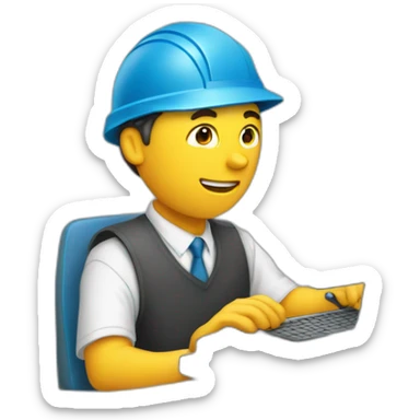 un homme sur son ordinateur entouré de sous sticker