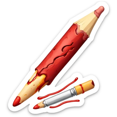 Matchstick half-burned, stuck into an open wound. sticker