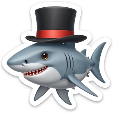 Shark with a top hat sticker