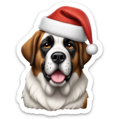 Saint Bernard dog with Christmas hat on sticker