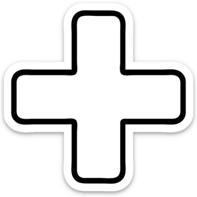 Edit the yellow plus icon with thick lines, centered, no text, and no background, ensuring boldness and clarity. sticker