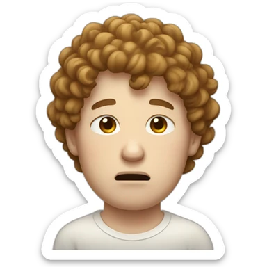 pale plump man with curly brown hair,crying sticker