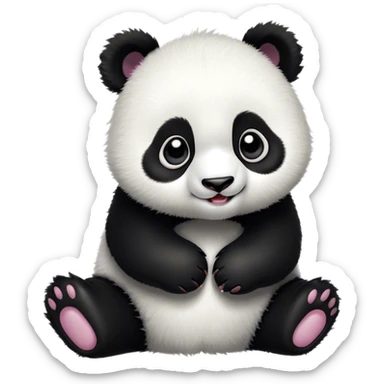 Cinematic Comical Baby Panda Portrait Emoji, Head tilted dramatically with an exaggeratedly amused expression, featuring a quirky, fluffy black and white Fur with wide, expressive eyes filled with playful disbelief, Simplified yet hilariously expressive features, highly detailed, glowing with a slightly sassy glow, high shine, dramatic yet playful, stylized with an air of cheeky mischief, bright and endearing, soft glowing outline, capturing the essence of a spirited and over-the-top baby panda, so meme-worthy it feels like it could roll its eyes into internet fame instantly! sticker