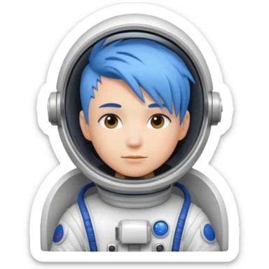 astronaut with short blue mohawk hair non helmet sticker
