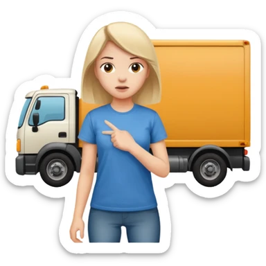 A truck hitting a girl and about to fall girl in 70 degree  sticker