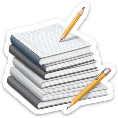 Stack of essay papers with pencil sticker