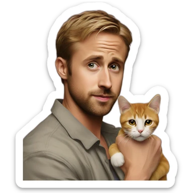 Ryan Gosling with a cat sticker