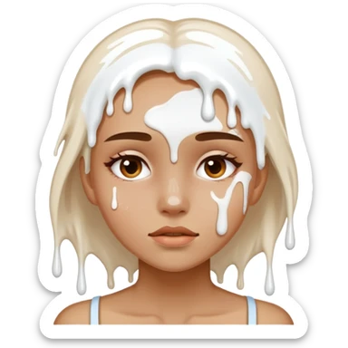 Girl with white paint dripping off her face  sticker