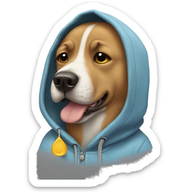 Dog wearing a hoodie while crying  sticker