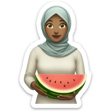  hijabi woman holding watermelon  sticker