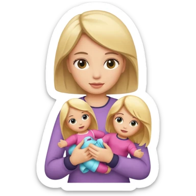 woman holding blonde doll sticker