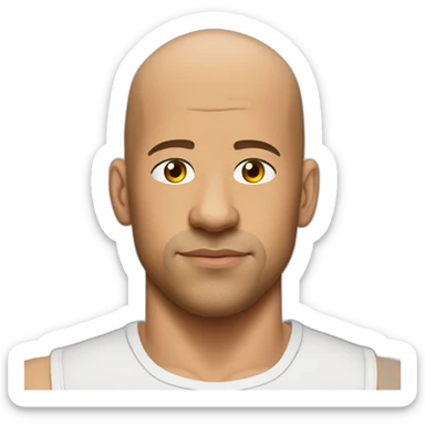 vin diesel serious cartoon wearing henley  sticker