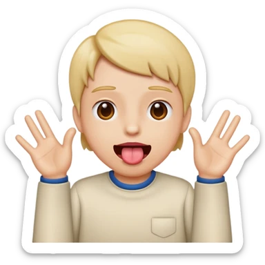 Tongue out with hands to the side ￼￼ sticker
