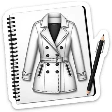 fashion clothe skecth on sketch book, with pencil sticker