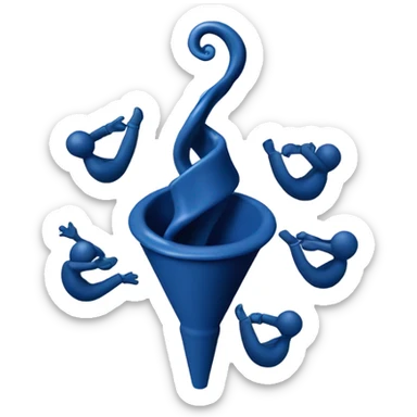 People are being sucked into a dark blue funnel sticker