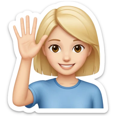 smiling girl palm raised to signal stop sticker