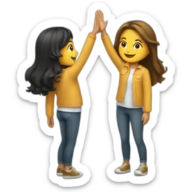 2 girls high-fiving each other sticker