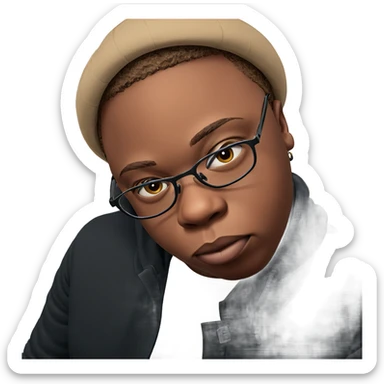dark-skinned boy with glasses sticker