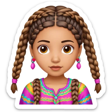 petite latina girl with braids and colorful blouse sticker