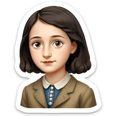 anne-frank-–-cinematic-realistic-portrait-of-anne-frank,-depicted-with-a-reflective,-gentle-expression-in-period-clothing,-her-eyes-conveying-hope-and-resilience,-rendered-with-soft,-natural-lighting-and-delicate-textures-that-capture  sticker