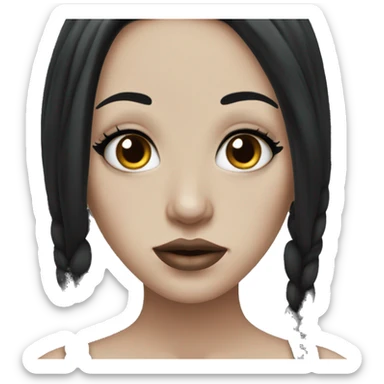 Beautiful girl with white skin, long black hair and tattoos sticker