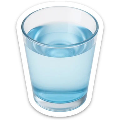 glass of water icon, skeuomorphism style sticker