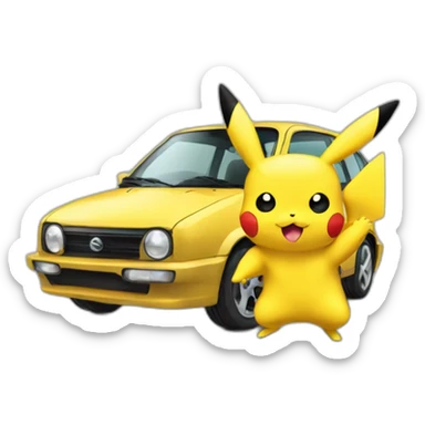 pikachu-drives-a-car sticker