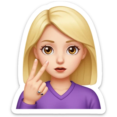 A girl, sticking up the middle finger and rolling her eyes sticker