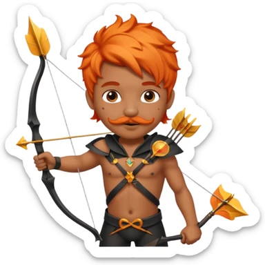 Black cupid with orange hair and mustache sticker