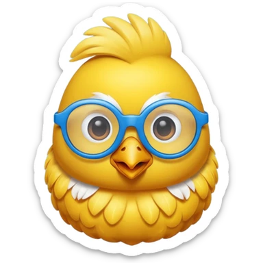 Pollito amarillo con gafas de marco azul sticker