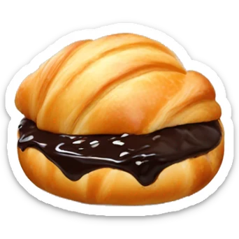 round croissant bun with chocolate topping  sticker