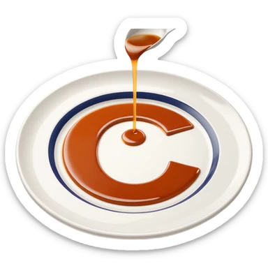 A modern icon of a white ceramic plate with a refined sauce drizzle shaped like the letter C, subtly expressing the CatchTable brand identity. Use a sleek, minimal style.
The sauce drizzle should thin and include a color #FF3D00.
Soft shadows, simple lines, high-end visual mood. sticker