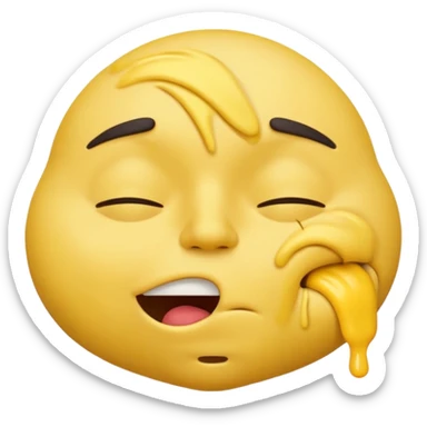 iOS-style 3D emoji: drowsy yellow face with half-closed eyes, messy mouth, and slightly tilted head, conveying just-woke-up grogginess sticker