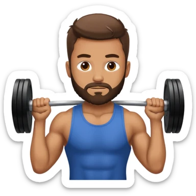Guy with very short beard lifting weights sticker