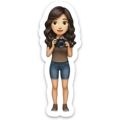 A brunette modern girl taking photos sticker