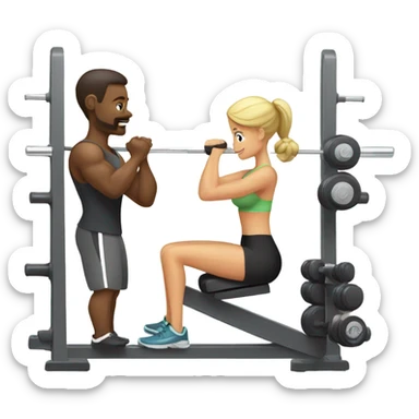 A husband and a wife training in gym togetehr sticker