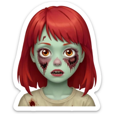 Uma menina de franja cheia, cabelos vermelho zumbi sticker