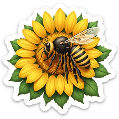  girasol y una aveja grande sticker