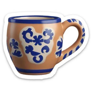 Realistic clay talavera mug isolated.  sticker