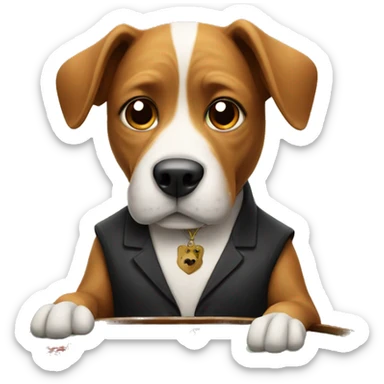 Dog playing poker  sticker